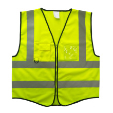 Jaqueta de segurança amarela com fecho de zíper do bolso do cartão de PVC